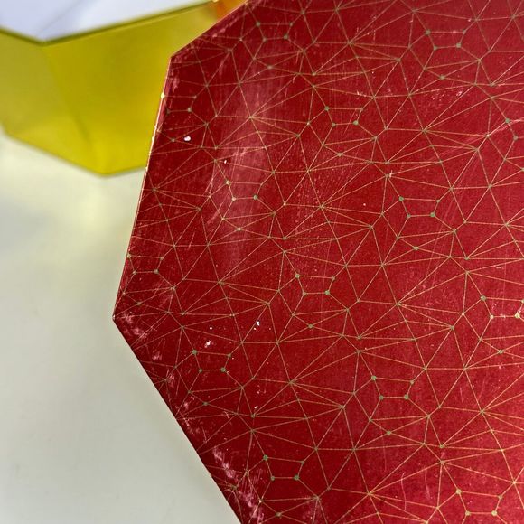 Nested Boxes Set of 5 Red and Gold Stackable with Lids - Picture 8 of 9